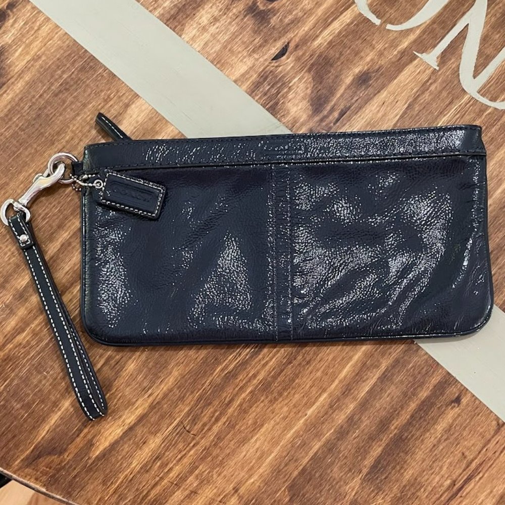 Coach Blue Patent Leather Wristlet